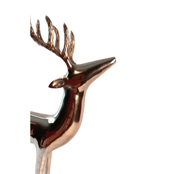 Vintage Silver Metal Deer Reindeer Figurine Standing Head Back Holiday 6" X 12" - Picture 8 of 14